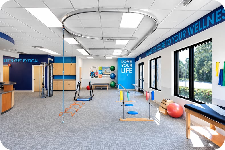 A picture of the FYZICAL facility where clients can invest in their healthcare franchise.
